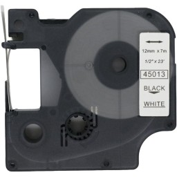 Dymo 45013 Muadil Etiket Black on White 12mm x 7m