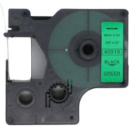 Dymo 40919 Muadil Etiket Black on Green 9mm x 7m