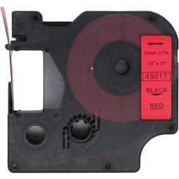 Dymo 45017 Muadil Etiket Black on Red 12mm x 7m
