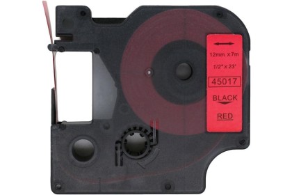 Dymo 45017 Muadil Etiket Black on Red 12mm x 7m