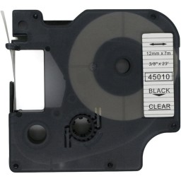 Dymo 45010 Muadil Etiket Black on Clear 12mm x 7m