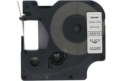 Dymo 45010 Muadil Etiket Black on Clear 12mm x 7m