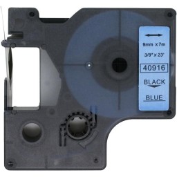 Dymo 40916 Muadil Etiket Black on Blue 9mm x 7m