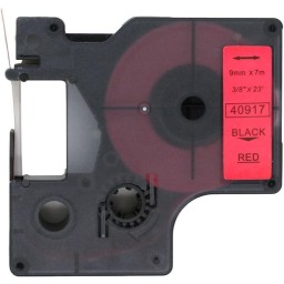 Dymo 40917 Muadil Etiket Black on Red 9mm x 7m