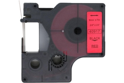Dymo 40917 Muadil Etiket Black on Red 9mm x 7m