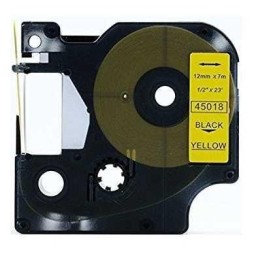 Dymo 45018 Muadil Etiket Black on Yellow 12mm x 7m