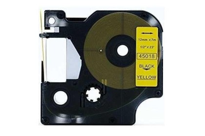 Dymo 45018 Muadil Etiket Black on Yellow 12mm x 7m