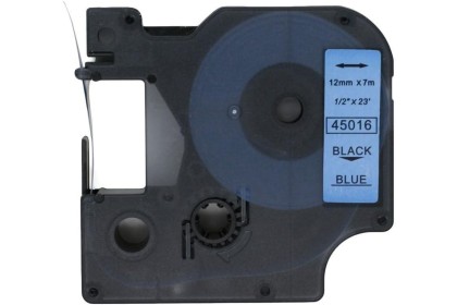 Dymo 45016 Muadil Etiket Black on Blue 12mm x 7m